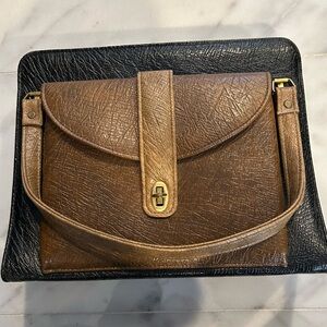 Berne - leather bag; brown, black and tan